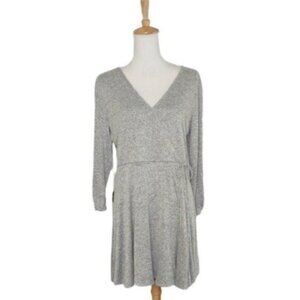 Jaretchung Soft Faux Wrap Knit Mini Dress In Heather Gray Size XL